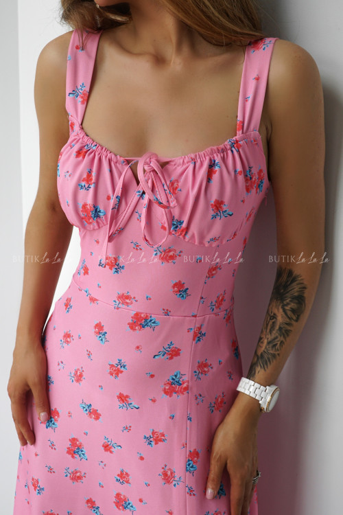 Sukienka różowa w kwiatowy prin Lilie 3