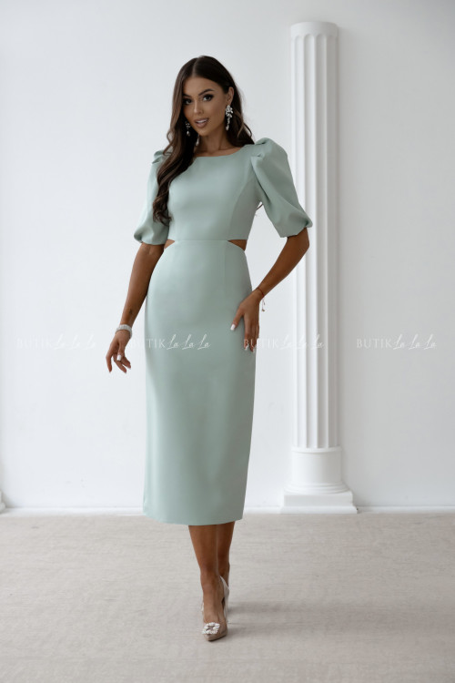 Sukienka midi z wycięciem pistacjowa Pretta 1