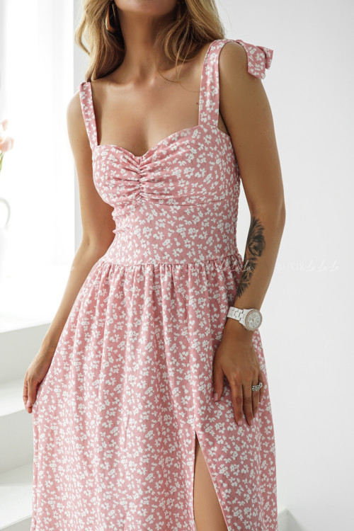 sukienka różowa w kwiatki San