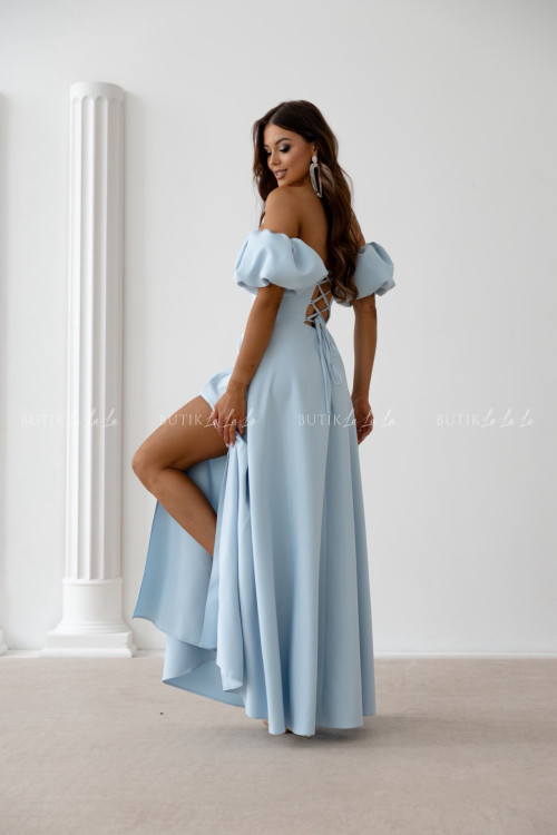 Sukienka maxi z rękawami błękitna Bridget