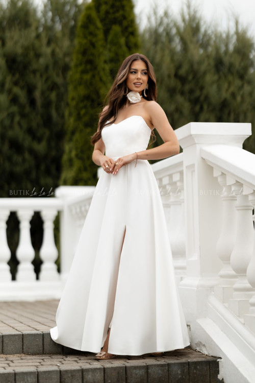 Sukienka maxi z rękawami biała Bridget