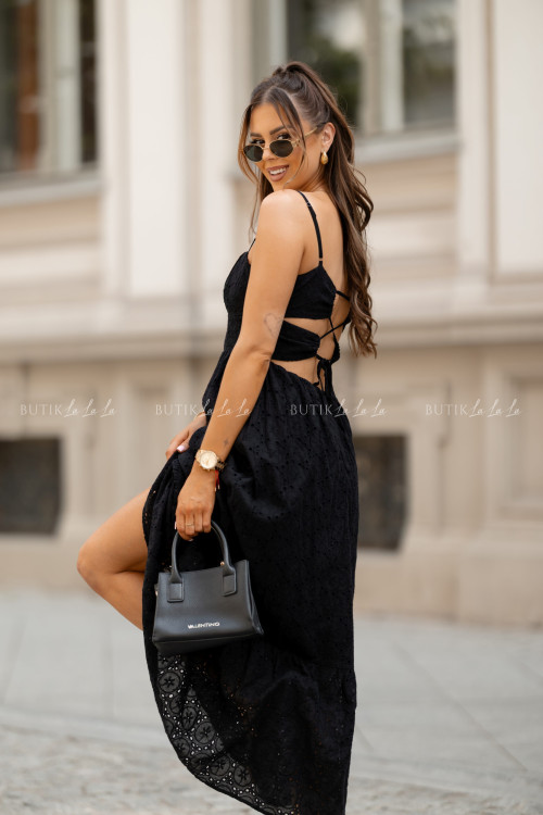 Sukienka ażurowa czarna Sellena