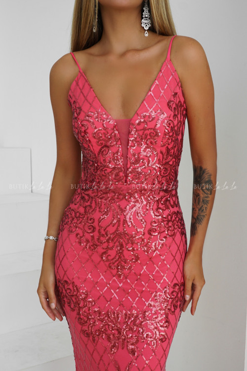 Sukienka maxi cekinowa różowa Killiana