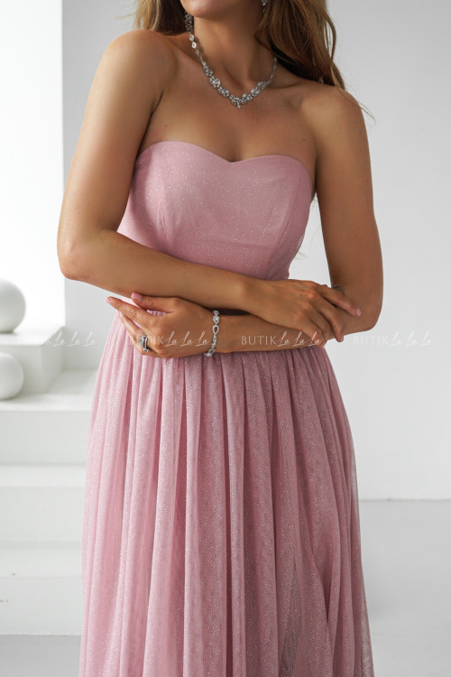 Sukienka tiulowa maxi pudrowa Cecylia