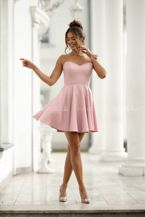 Sukienka mini z rękawami pudrowa Bridget 2