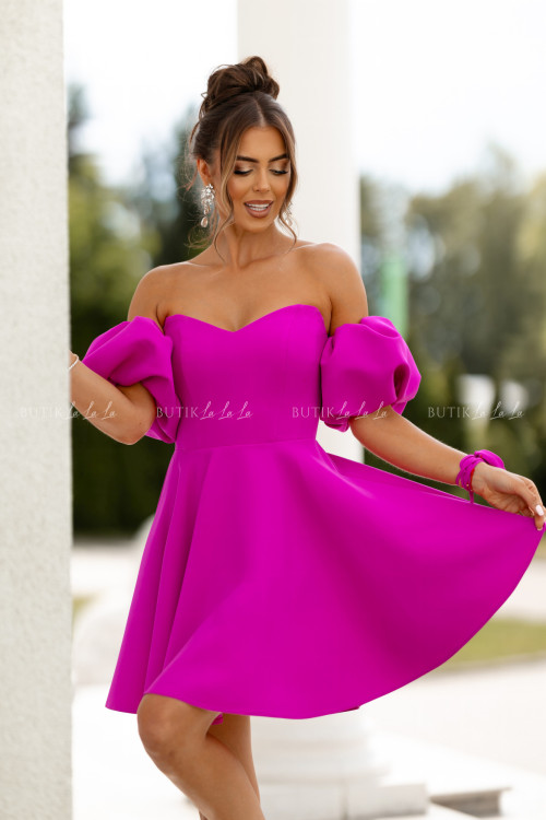 Sukienka mini z rękawami fuksja Bridget