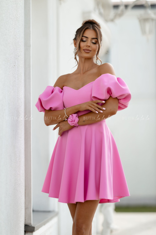 Sukienka mini z rękawami różowa Bridget