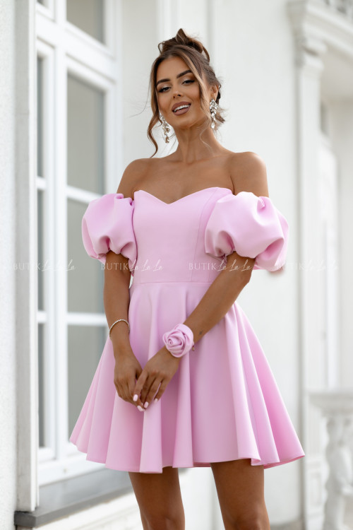 Sukienka mini z rękawami baby pink Bridget