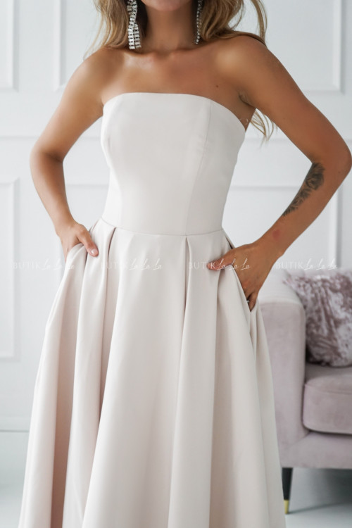 Sukienka rozkloszowana jasno beżowa Mufina