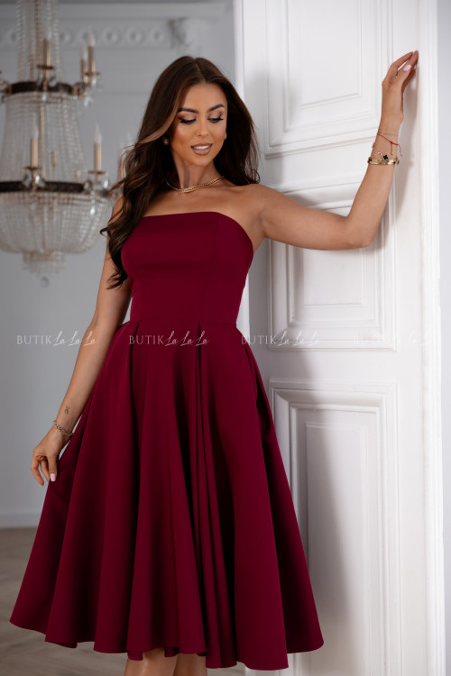 Sukienka rozkloszowana bordowa Mufina