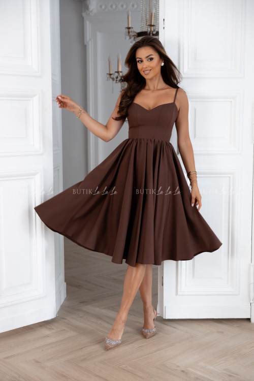 Sukienka midi brązowa Norway