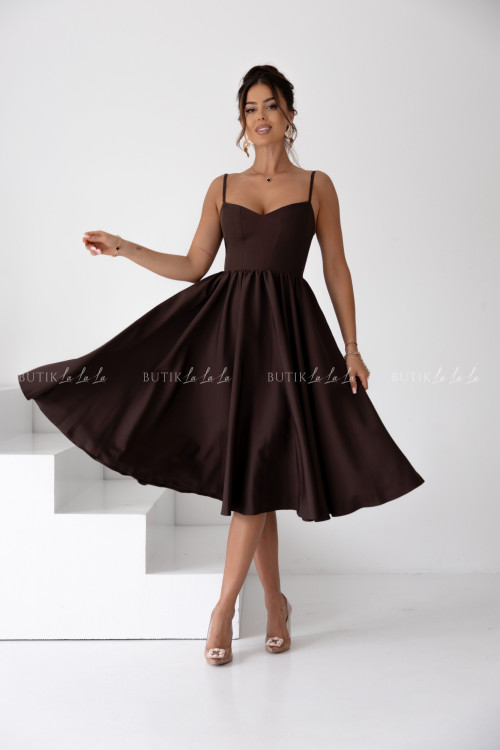 Sukienka midi ciemna czekolada Norway