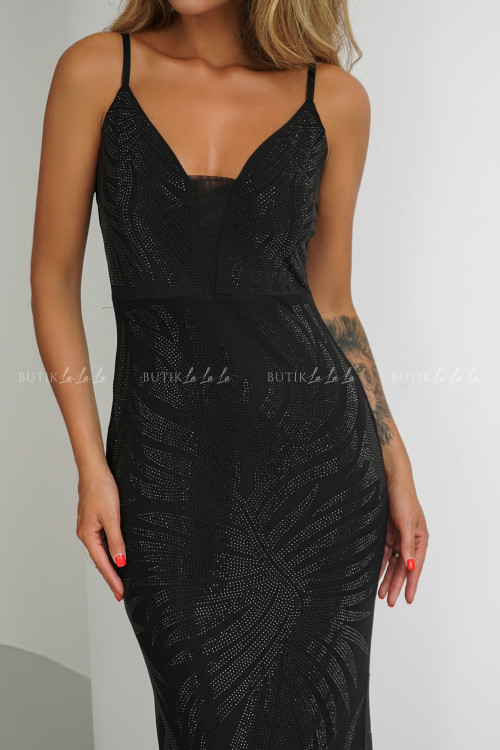 Sukienka maxi z czarnymi cyrkoniami Venissa
