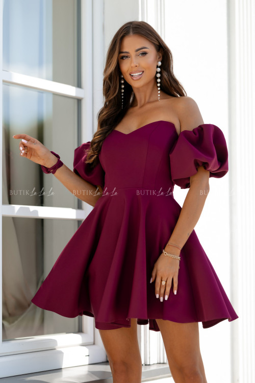 Sukienka mini z rękawami bordowa Bridget