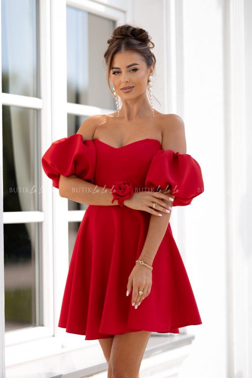 Sukienka mini z rękawami czerwona Bridget