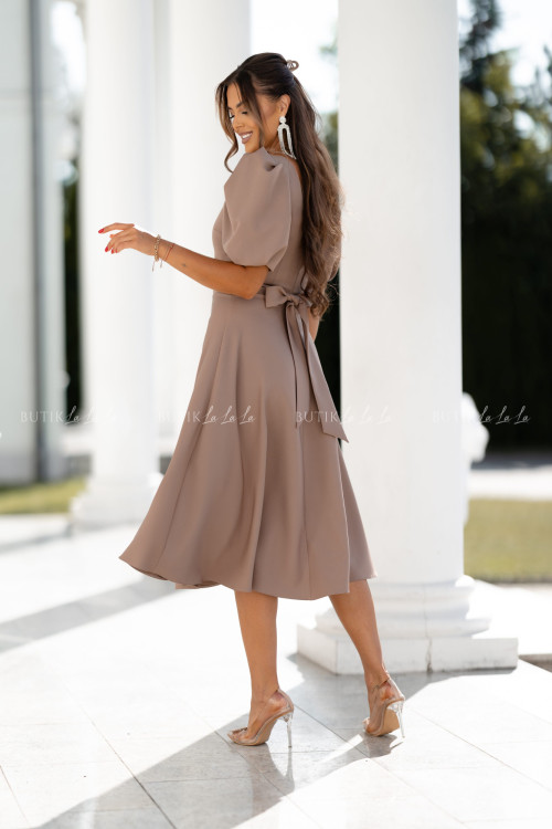Sukienka midi jasno brązowa Grande