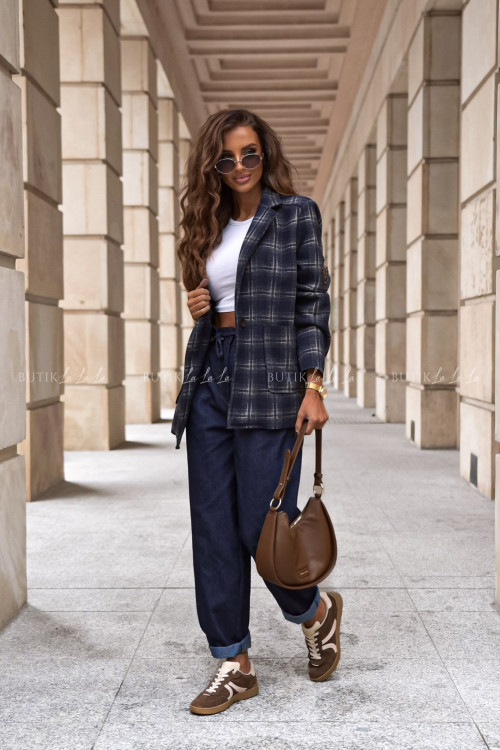 Marynarka granatowa w kratę Chiries