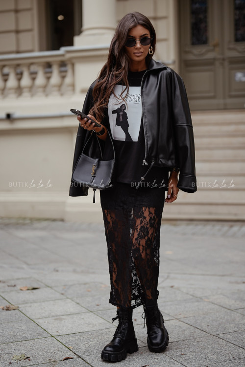 Kurtka z eko skóry czarna Sunnie