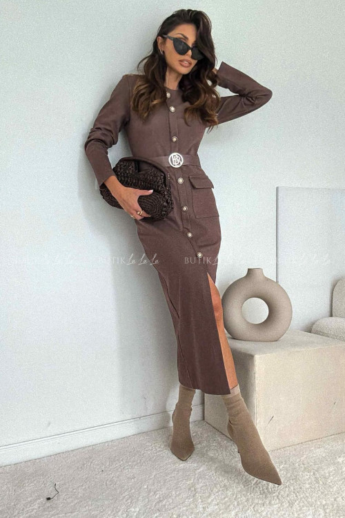 Sukienka dopasowana czekoladowa Belgium