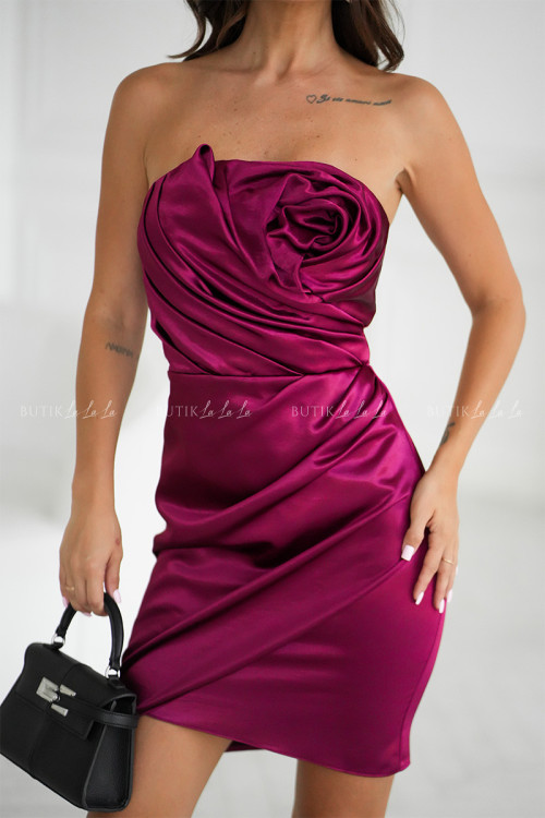 Sukienka mini satynowa bordowa Martinez