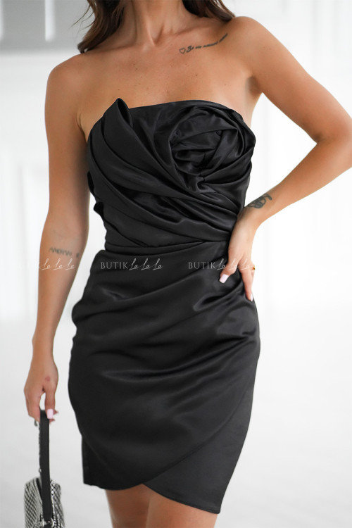 Sukienka mini satynowa czarna Martinez
