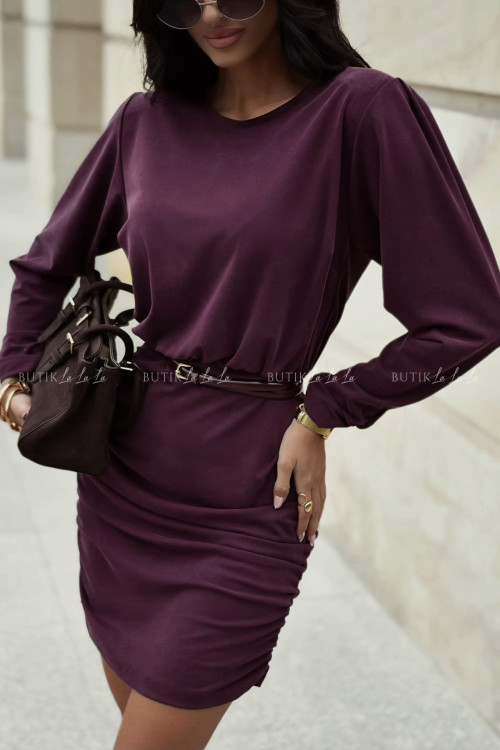 Sukienka z długim rękawem bordowa Grimmie