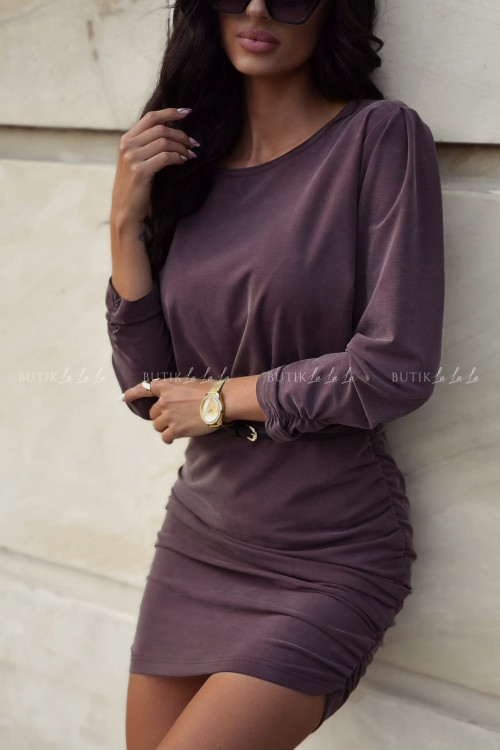 Sukienka z długim rękawem brązowa Grimmie