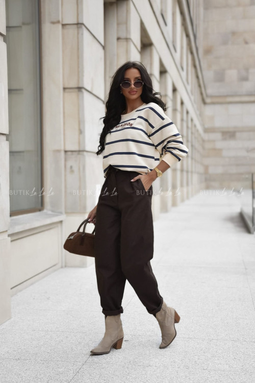 Bluza ecru w granatowe paski Maison 1