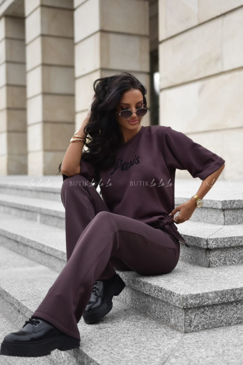 Spodnie typu flare brązowe Bonrie 1