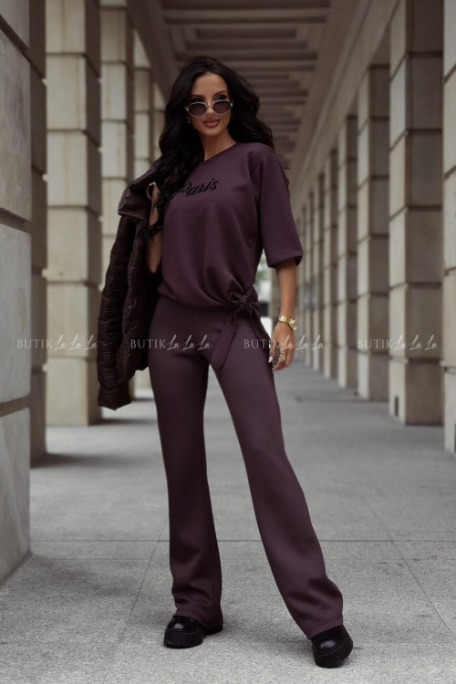 Spodnie typu flare brązowe Bonrie