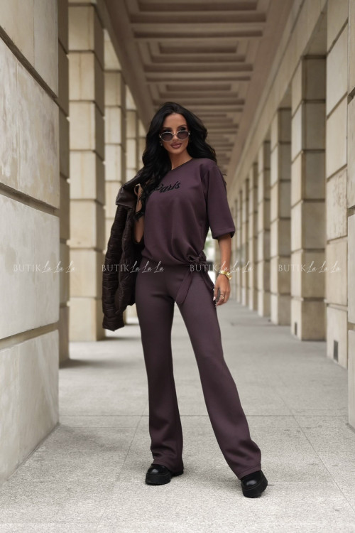 Spodnie typu flare brązowe Bonrie 2