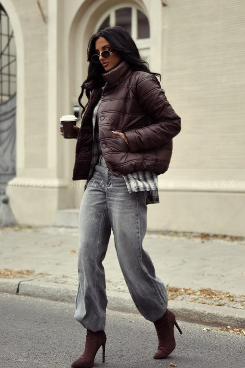 Kurtka pikowana brązowa Milan 2