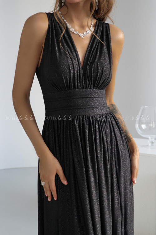 Sukienka maxi brokatowa czarna Virginia