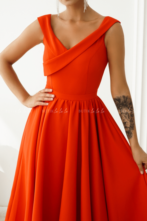 Sukienka czerwona Lesandra PREMIUM 7