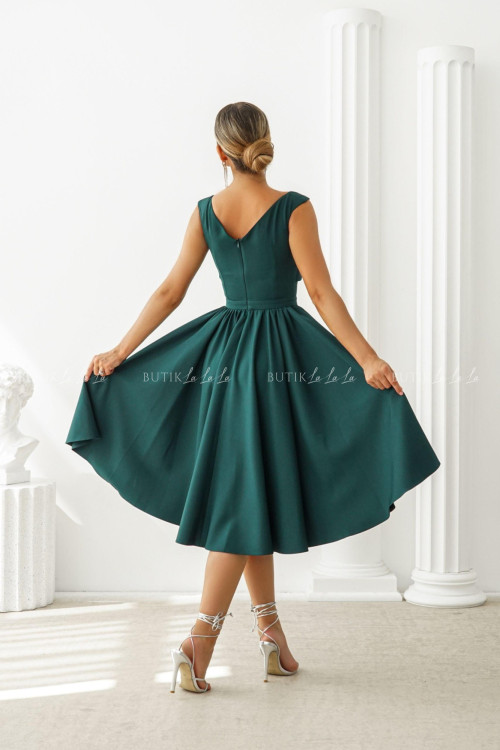 Sukienka butelkowa zieleń Lesandra PREMIUM 1