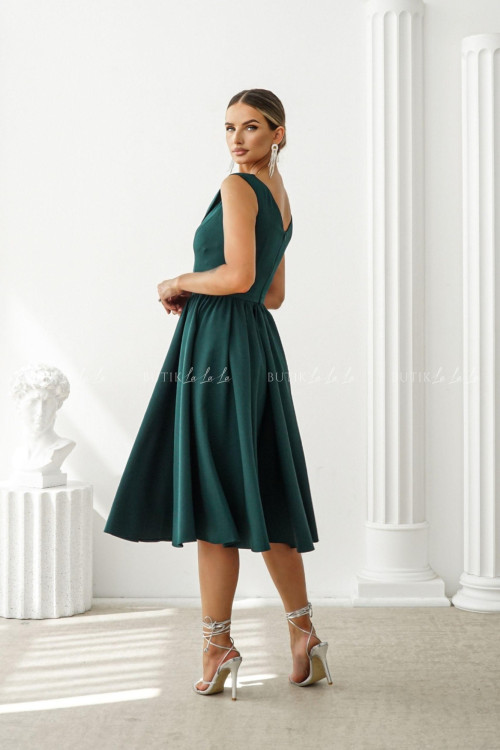 Sukienka butelkowa zieleń Lesandra PREMIUM 5