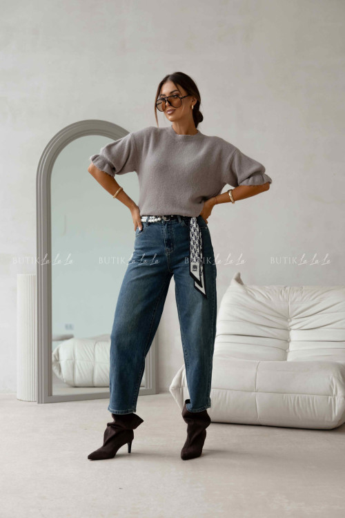 Sweter na krótki rękaw kawowy Bire 1