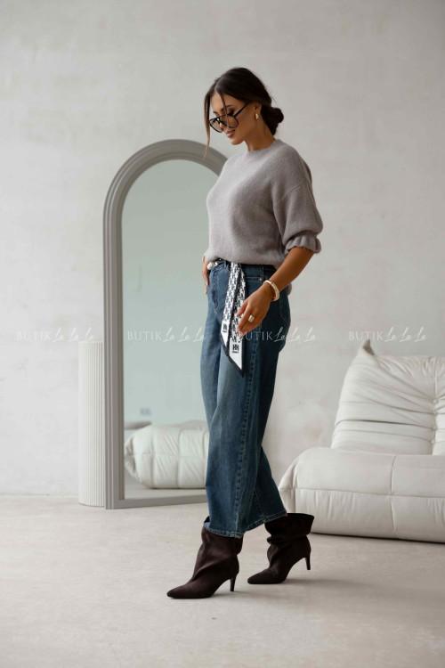 Sweter na krótki rękaw kawowy Bire 2