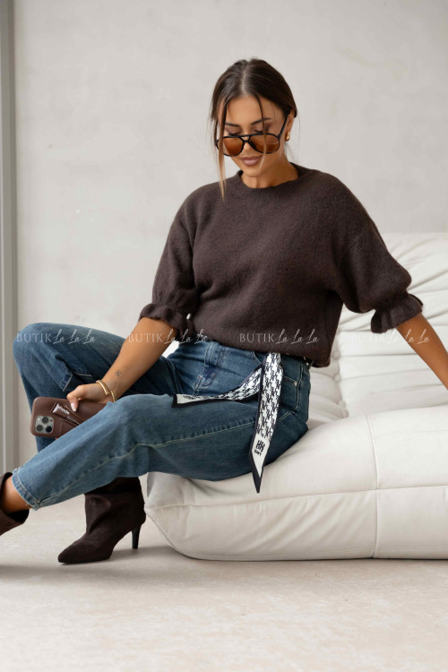 Sweter na krótki rękaw brązowy Bire 3