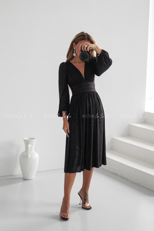 Sukienka midi brokatowa czarna Klara 5