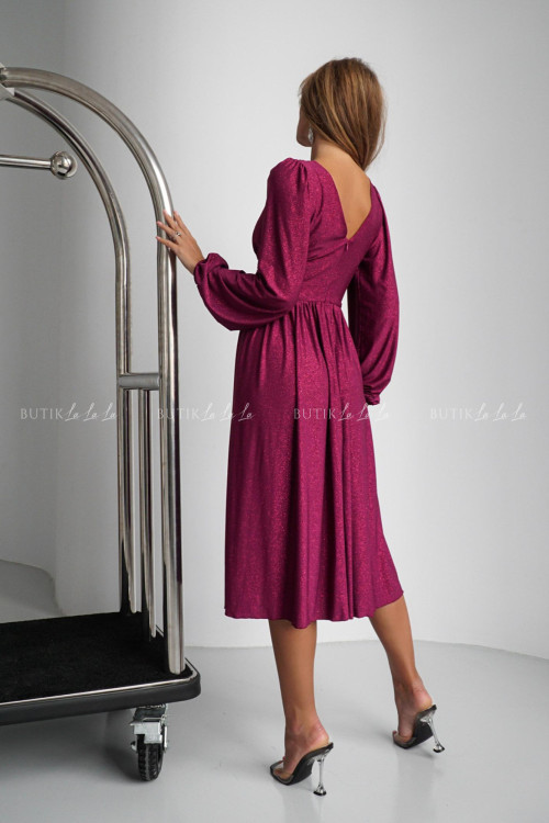 Sukienka midi brokatowa amarnatowa Klara 3