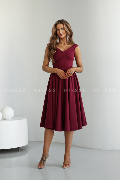 Sukienka bordowa Lesandra PREMIUM 1