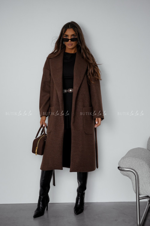 Płaszcz z domieszką wełny brązowy Guston 2