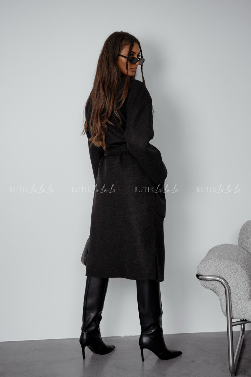 Płaszcz z domieszką wełny czarny Guston 1