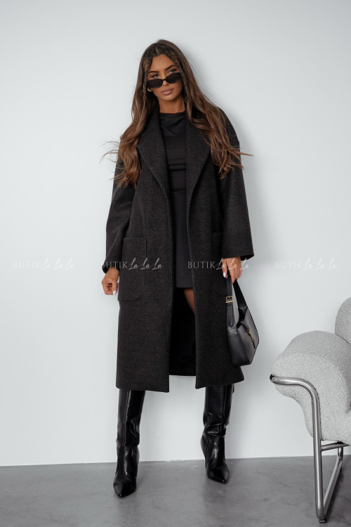 Płaszcz z domieszką wełny czarny Guston 2