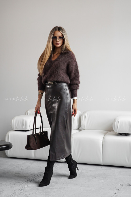 Sweter z kołnierzykiem brązowy Benio 3