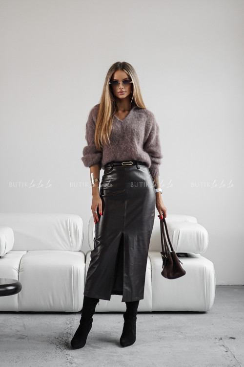 Sweter z kołnierzykiem kawowy Benio 3