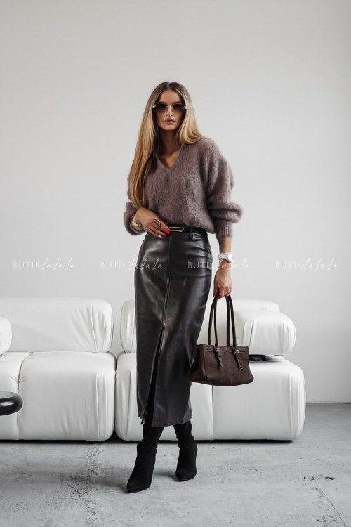 Sweter z kołnierzykiem kawowy Benio 4