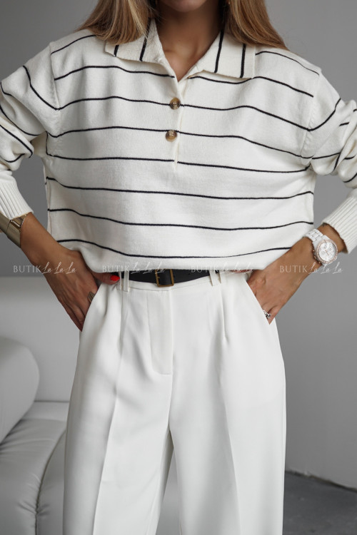 Bluzka kremowa w paski Elodi 3