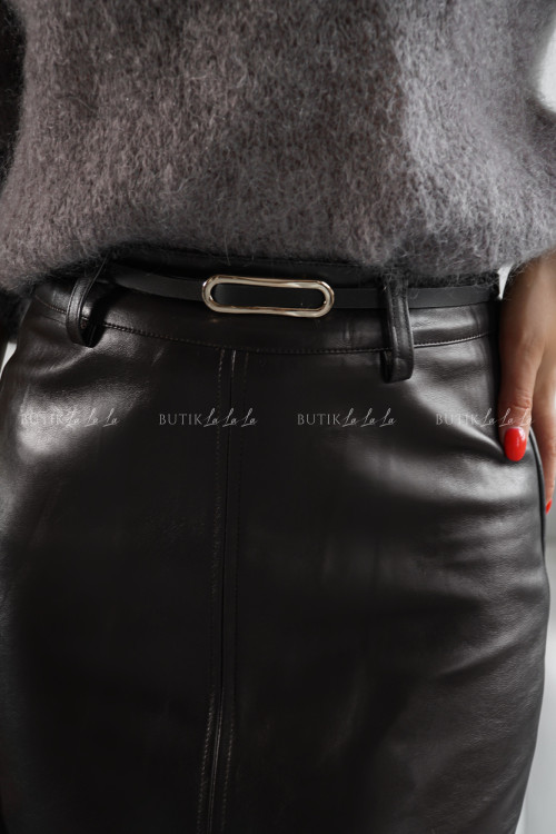 Spódnica z eko skóry ciemno brązowa Slesi 4